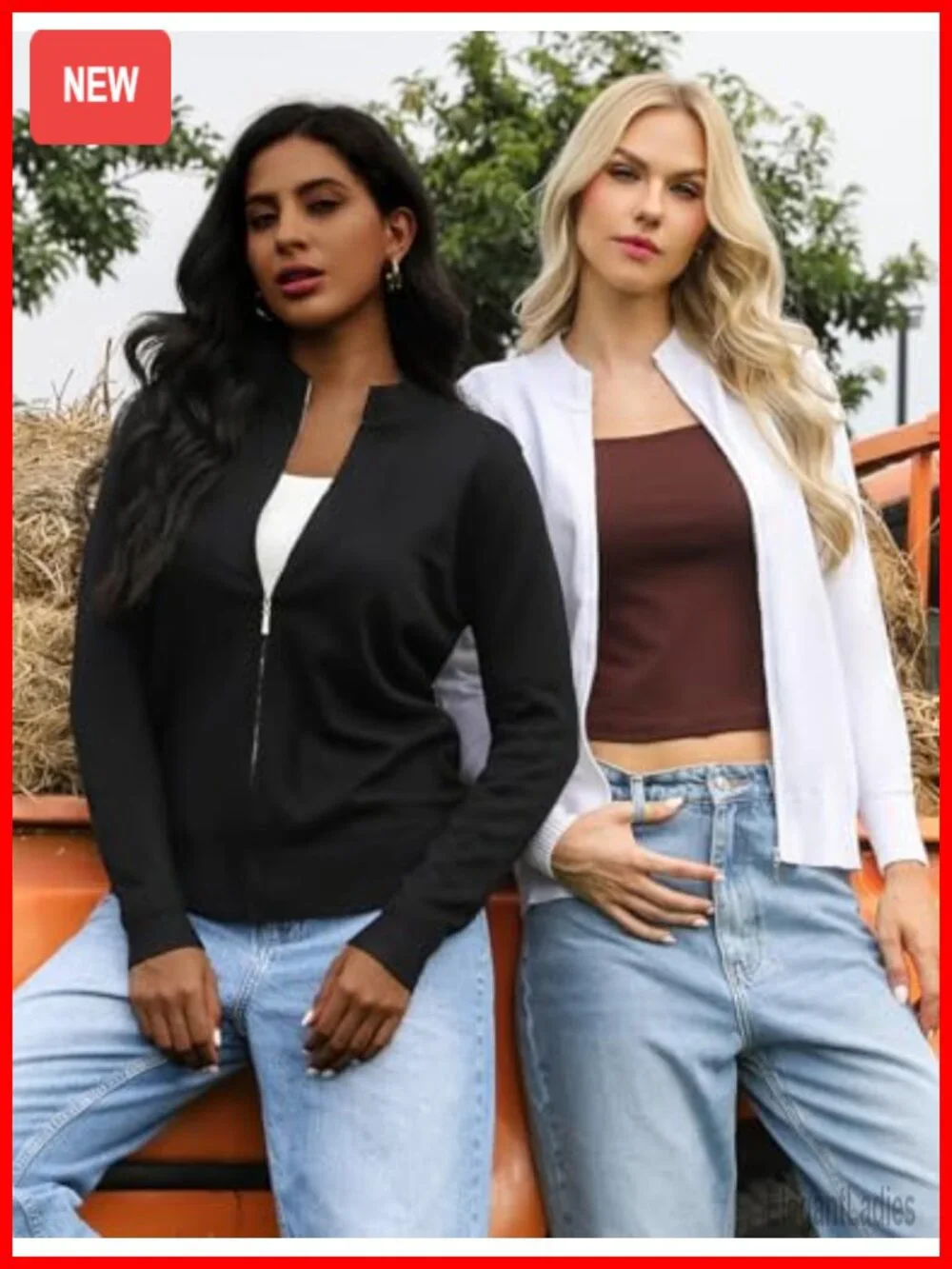 Women's Zip Up Knitted Cardigan Sweater Long Sleeve Lightweight Cotton